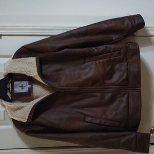 Sand Nubuck Faux Shearling Hipster Jacket